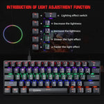 HXSJ V900 61 Teclas Teclado Mecânico com Efeito de Iluminação Fria, Preto, Branco