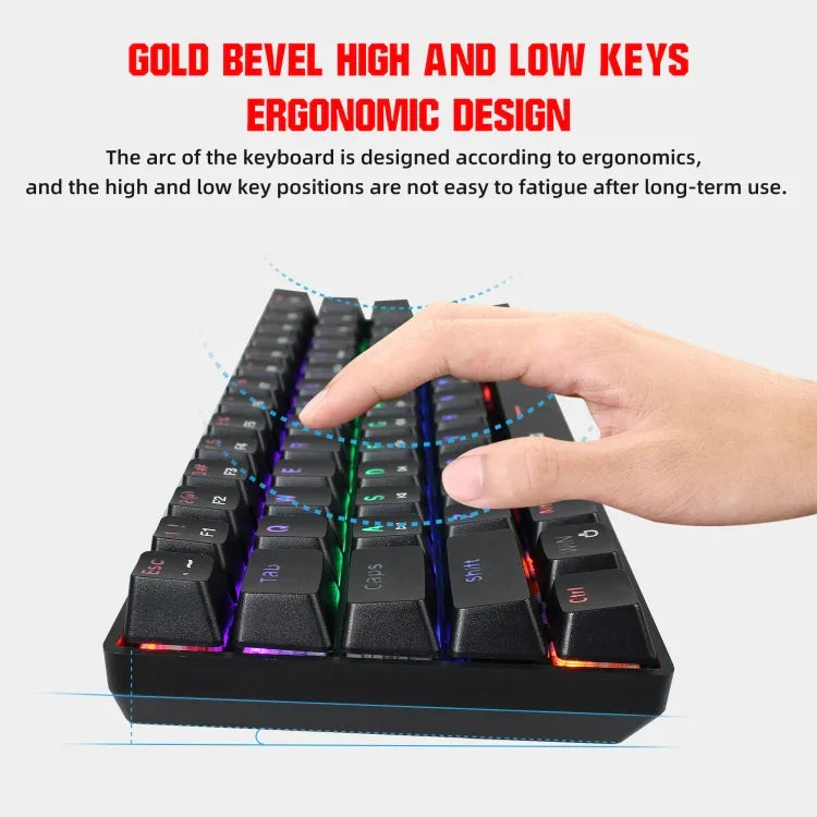 HXSJ V900 61 Teclas Teclado Mecânico com Efeito de Iluminação Fria, Preto, Branco
