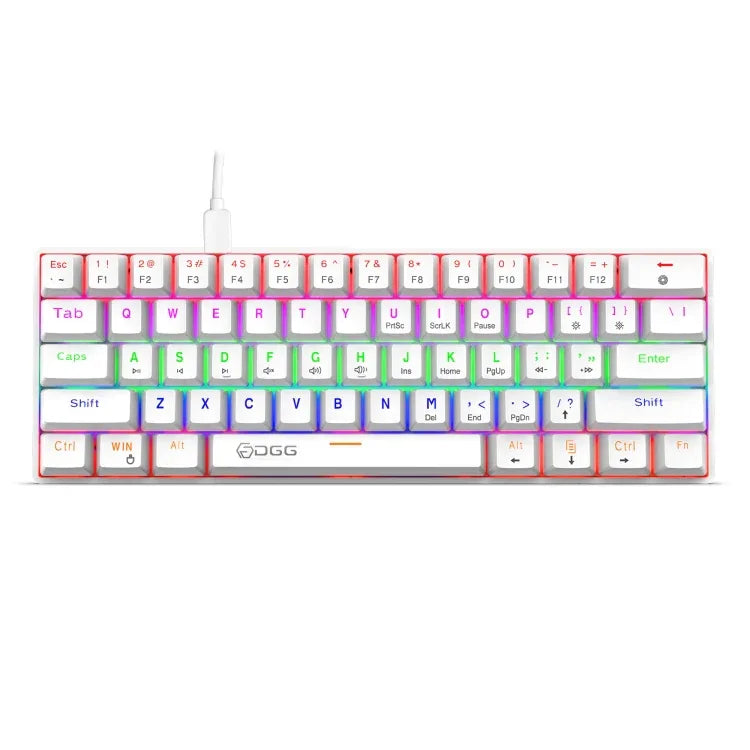 HXSJ V900 61 Teclas Teclado Mecânico com Efeito de Iluminação Fria, Preto, Branco