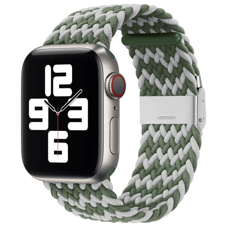 Correia de Relógio de Substituição com Fivela em Nylon Trançado para Apple Watch Series, 7 41mm / 6 & SE & 5 & 4 40mm / 3 & 2 & 1 38mm