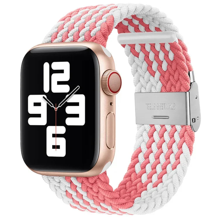 Correia de Relógio de Substituição com Fivela em Nylon Trançado para Apple Watch Series, 7 41mm / 6 & SE & 5 & 4 40mm / 3 & 2 & 1 38mm