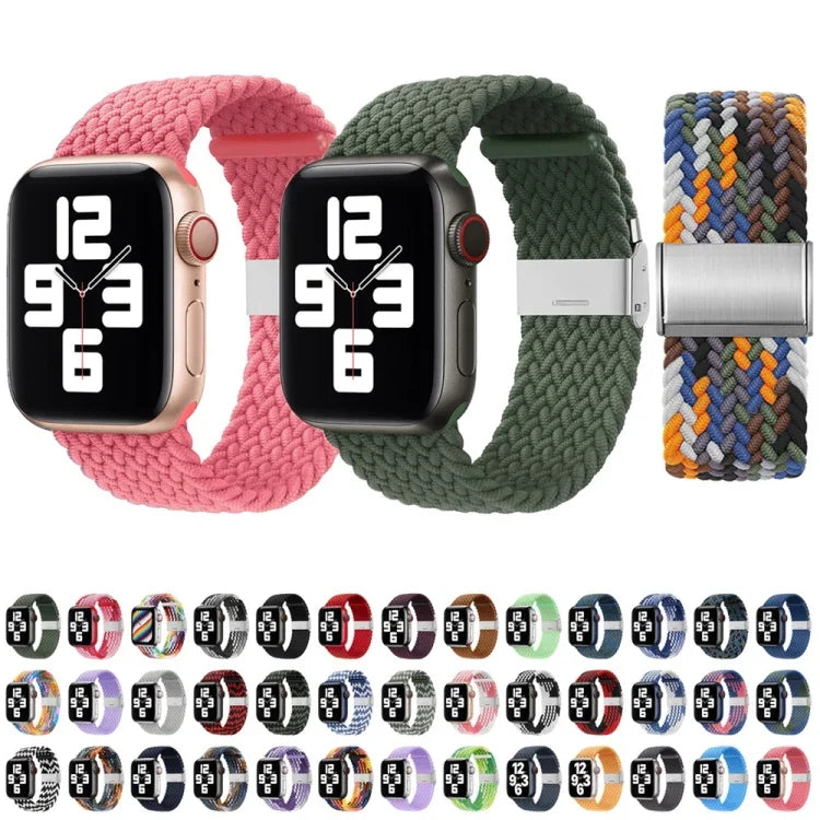 Correia de Relógio de Substituição com Fivela em Nylon Trançado para Apple Watch Series, 7 41mm / 6 & SE & 5 & 4 40mm / 3 & 2 & 1 38mm