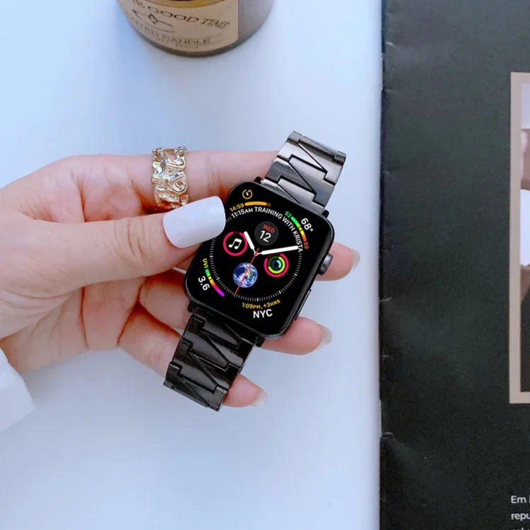Pulseira de Substituição em Aço Inoxidável em Forma de Raio Para Apple Watch Series, 7 41mm / 6&SE&5&4 40mm / 3&2&1 38mm, 7 45mm / 6&SE&5&4 44mm / 3&2&1 42mm