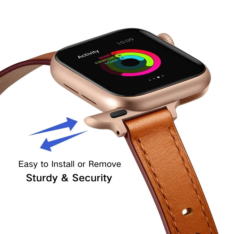 Pulseira de Relógio em Pele 14mm Para Apple Watch Series, 7 41mm / 6&SE&5&4 40mm / 3&2&1 38mm, 7 45mm / 6&SE&5&4 44mm / 3&2&1 42mm