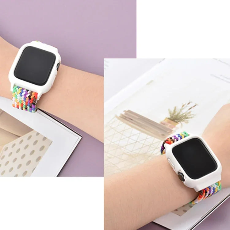Pulseira de Substituição Integrada com Trança e Fivela em Moldura TPU Para Apple Watch Series, 6 & SE & 5 & 4 40mm / 3 & 2 & 1 38mm, 6 & SE & 5 & 4 44mm / 3 & 2 & 1 42mm