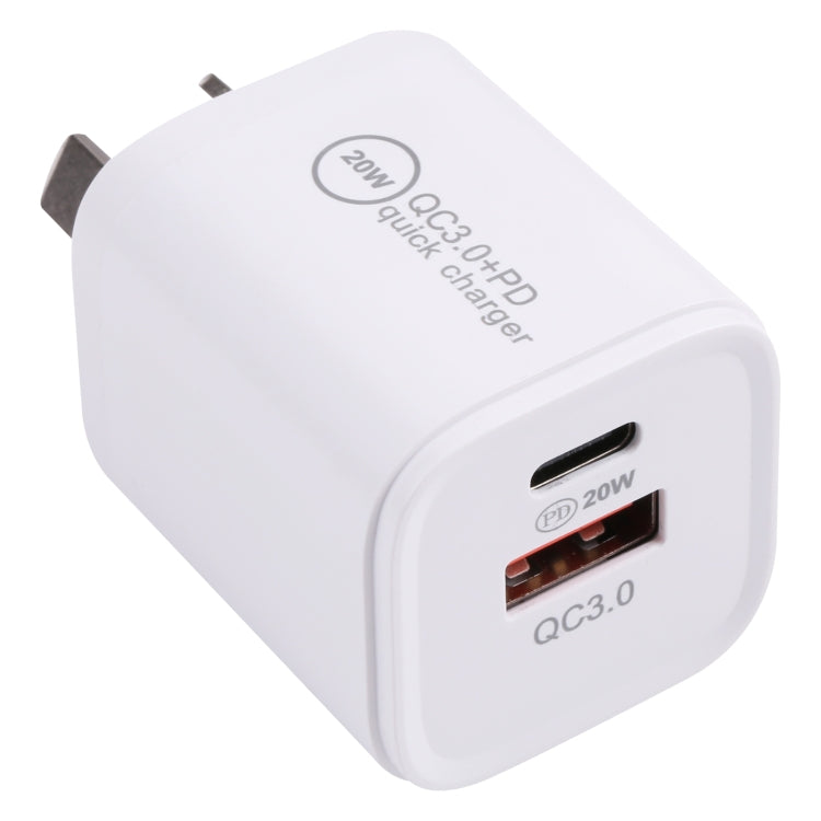 20WACB Carregador Rápido 20W QC3.0 + PD, Ficha AU, Ficha UE, Ficha EUA
