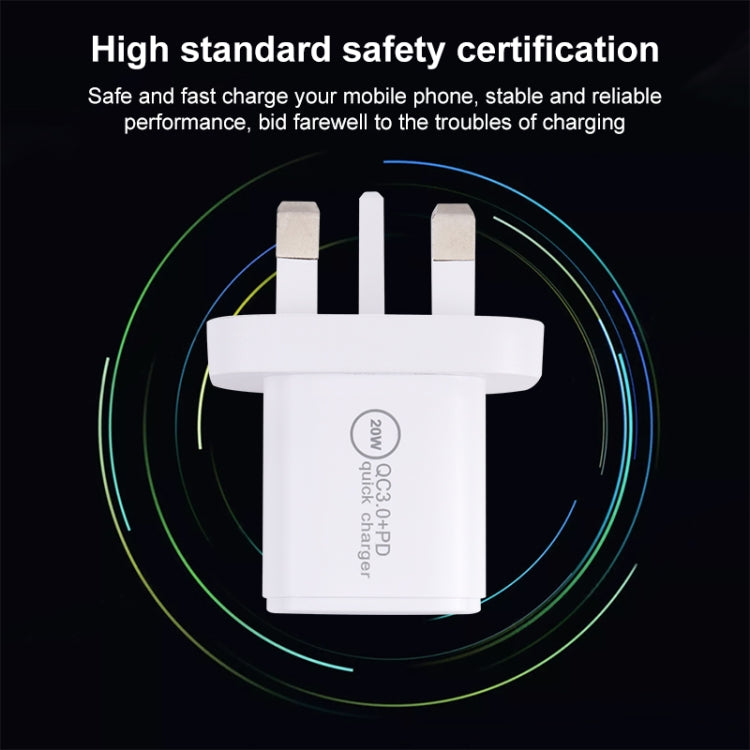 20WACB Carregador Rápido 20W QC3.0 + PD, Ficha AU, Ficha UE, Ficha EUA