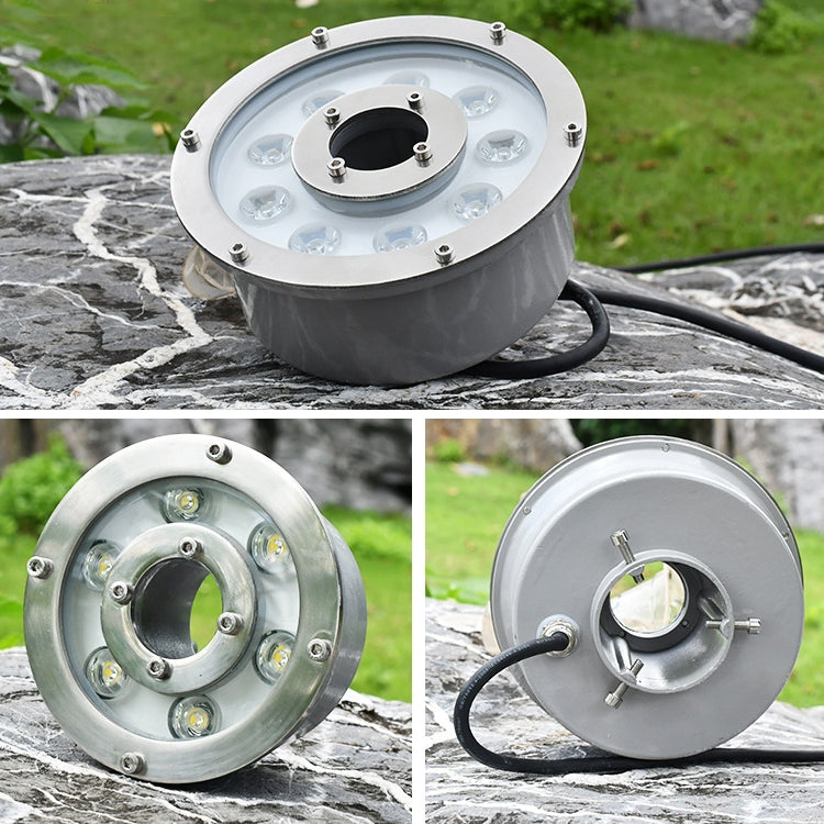 Luz de Fonte Subaquática LED em Anel de Liga de Alumínio para Paisagismo, 6W, 9W, 12W, 18W, 24W