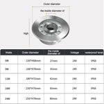 Luz de Fonte Subaquática LED em Anel de Aço Inoxidável para Paisagismo, 6W, 9W, 12W, 18W, 24W