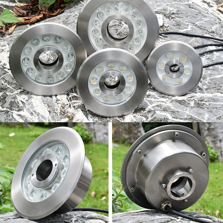 Luz de Fonte Subaquática LED em Anel de Aço Inoxidável para Paisagismo, 6W, 9W, 12W, 18W, 24W