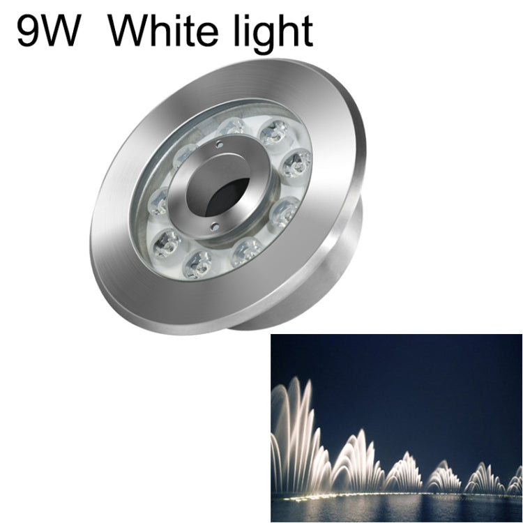 Luz de Fonte Subaquática LED em Anel de Aço Inoxidável para Paisagismo, 6W, 9W, 12W, 18W, 24W