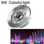 Luz de Fonte Subaquática LED em Anel Colorido de Aço Inoxidável para Paisagismo, 9W, 12W, 24W