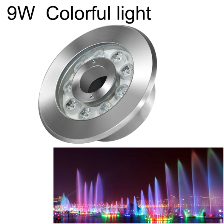 Luz de Fonte Subaquática LED em Anel Colorido de Aço Inoxidável para Paisagismo, 9W, 12W, 24W