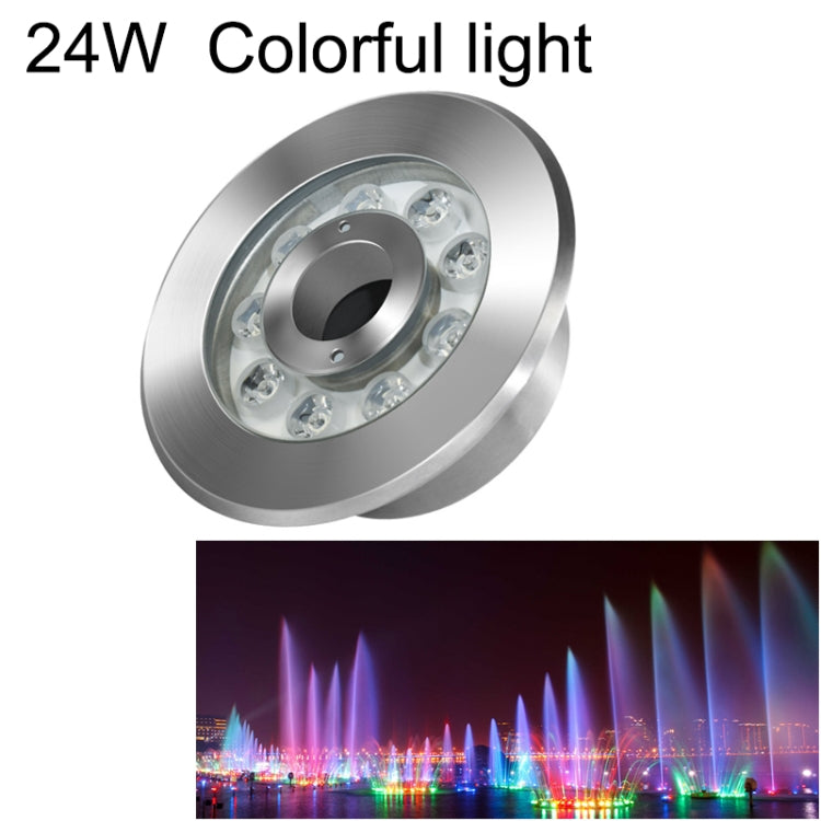 Luz de Fonte Subaquática LED em Anel Colorido de Aço Inoxidável para Paisagismo, 9W, 12W, 24W