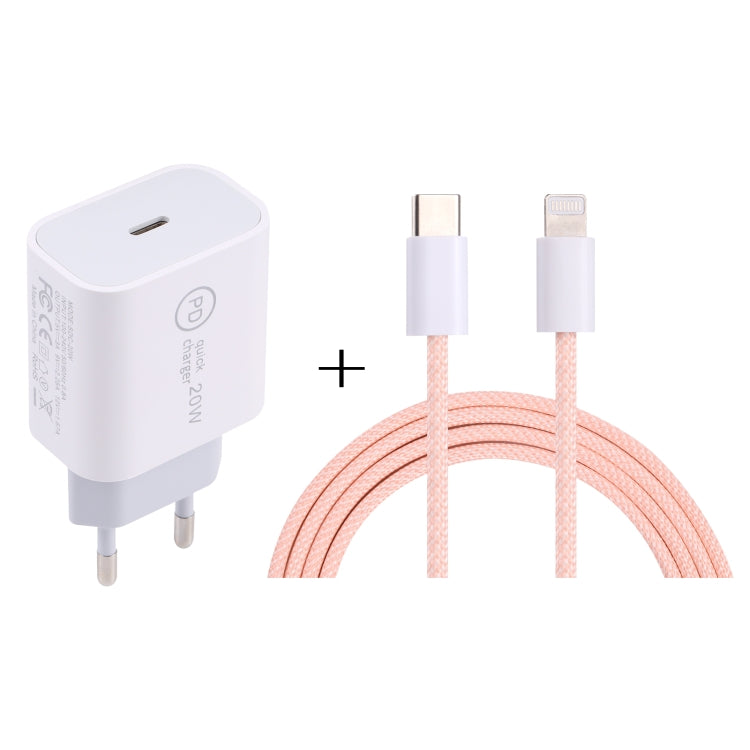 Carregador de Viagem SDC-20W PD USB-C / Tipo-C + Cabo de Dados 1m 12W USB-C / Tipo-C para 8 Pinos, Ficha UE, EUA