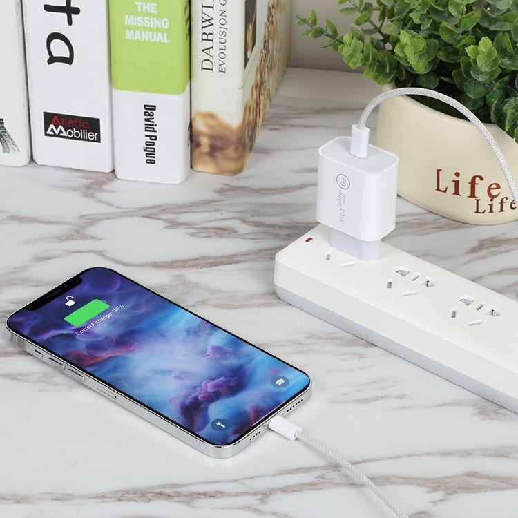Carregador de Viagem SDC-20W PD USB-C / Tipo-C + Cabo de Dados 1m 12W USB-C / Tipo-C para 8 Pinos, Ficha UE, EUA