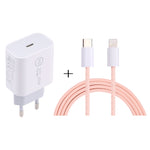 Carregador de Viagem SDC-20W PD USB-C / Tipo-C + Cabo de Dados 1m 20W USB-C / Tipo-C para 8 Pinos, Ficha UE, EUA