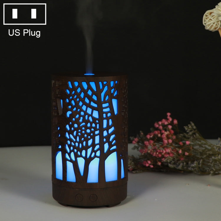 Humidificador Ultrassónico de 200ml com Padrão de Floresta Recortado em Madeira para Óleo Essencial, USB, Plugue AU, Plugue UK, Plugue US