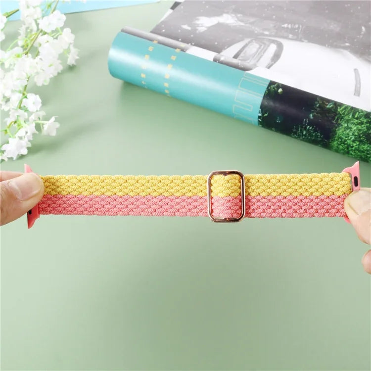 Adjustable Striped Woven Nylon Strap Watchband For Apple Watch Series, 7 41mm / 6&SE&5&4 40mm / 3&2&1 38mm, 7 45mm / 6&SE&5&4 44mm / 3&2&1 42mm