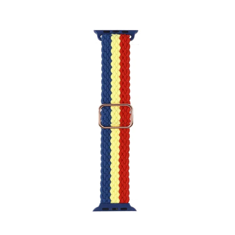 Adjustable Striped Woven Nylon Strap Watchband For Apple Watch Series, 7 41mm / 6&SE&5&4 40mm / 3&2&1 38mm, 7 45mm / 6&SE&5&4 44mm / 3&2&1 42mm