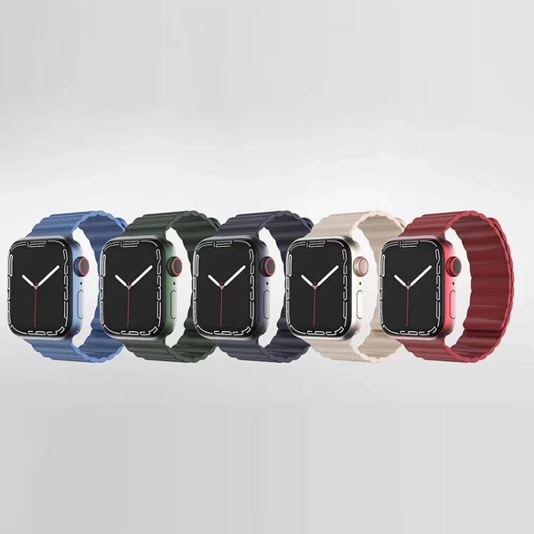 Pulseira Magnética em Silicone Líquido Mutural para Apple Watch Series, 7 41mm / 6&SE&5&4 40mm / 3&2&1 38mm, 7 45mm / 6&SE&5&4 44mm / 3&2&1 42mm
