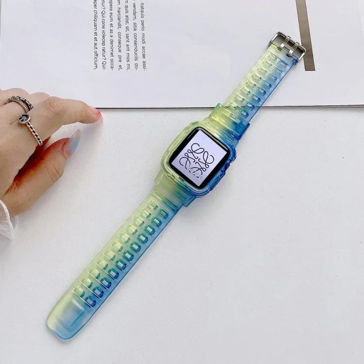 Pulseira de Relógio em TPU Transparente com Gradiente Jelly para Apple Watch Series, 7 41mm / 6&SE&5&4 40mm / 3&2&1 38mm, 7 45mm / 6&SE&5&4 44mm / 3&2&1 42mm