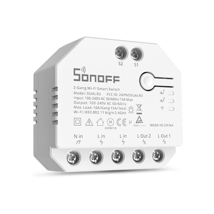 Módulo Interruptor Inteligente WiFi de Controlo Duplo Sonoff DUALR3, DUALR3