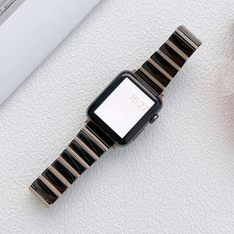 Pulseira de Relógio em Aço com Conta Única de Cerâmica para Apple Watch Series, 7 41mm / 6&SE&5&4 40mm / 3&2&1 38mm, 7 45mm / 6&SE&5&4 44mm / 3&2&1 42mm