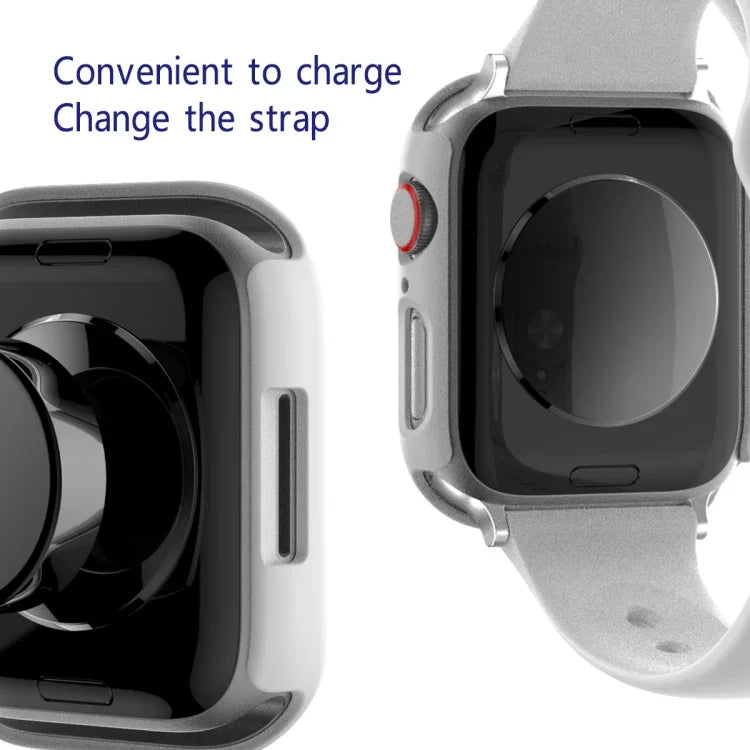 2 in 1 PC Frame + Tempered Glass Protector Case, For Apple Watch Series 9 / 8 / 7 41mm, For Apple Watch Series 8 / 7 45mm