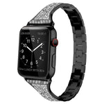 Pulseira de Couro com Diamantes para Apple Watch Series, 7 41mm / 6&SE&5&4 40mm / 3&2&1 38mm, 7 45mm / 6&SE&5&4 44mm / 3&2&1 42mm