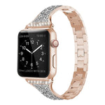 Pulseira de Couro com Diamantes para Apple Watch Series, 7 41mm / 6&SE&5&4 40mm / 3&2&1 38mm, 7 45mm / 6&SE&5&4 44mm / 3&2&1 42mm