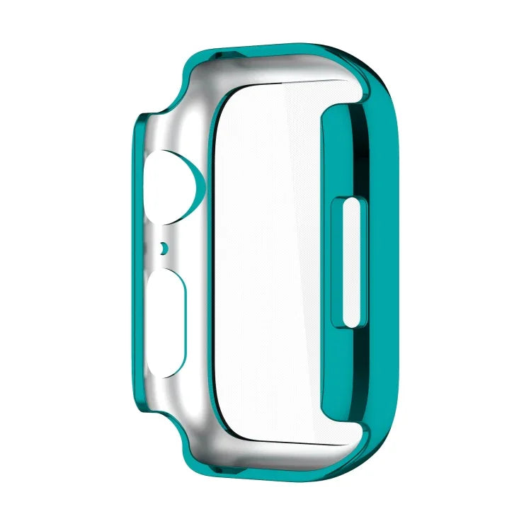 Capa Protetora PC Antichoque com Revestimento Eletroplástico e Filme de Vidro Temperado, Para Apple Watch Series 9 / 8 / 7 41mm, Para Apple Watch Series 9 / 8 / 7 45mm