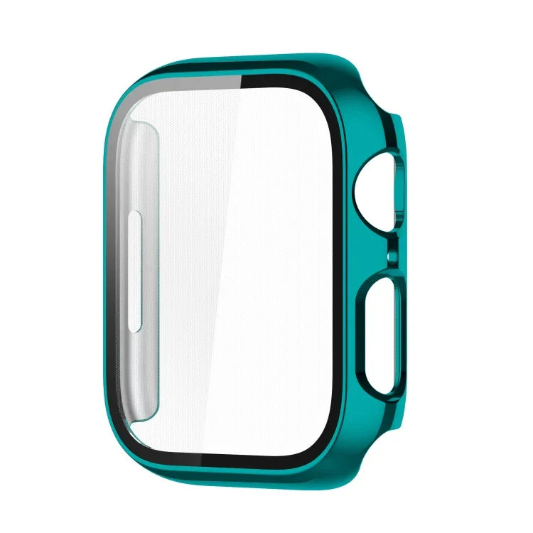Capa Protetora PC Antichoque com Revestimento Eletroplástico e Filme de Vidro Temperado, Para Apple Watch Series 9 / 8 / 7 41mm, Para Apple Watch Series 9 / 8 / 7 45mm