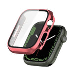 Capa Protetora PC Antichoque com Revestimento Eletroplástico e Filme de Vidro Temperado, Para Apple Watch Series 9 / 8 / 7 41mm, Para Apple Watch Series 9 / 8 / 7 45mm