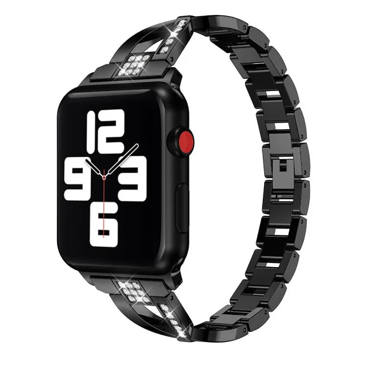 Pulseira de Aço Inoxidável com Diamantes para Apple Watch Series, 7 41mm / 6&SE&5&4 40mm / 3&2&1 38mm, 7 45mm / 6&SE&5&4 44mm / 3&2&1 42mm
