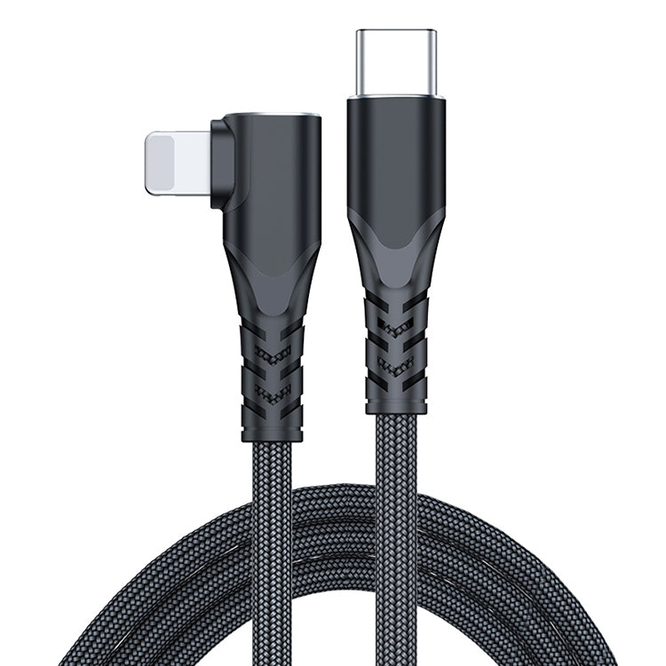 Cabo de Dados para Telemóvel 6A PD 20W USB-C / Tipo-C para 8 Pinos em Cotovelo, 1m, 2m