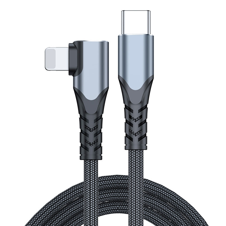 Cabo de Dados para Telemóvel 6A PD 20W USB-C / Tipo-C para 8 Pinos em Cotovelo, 1m, 2m