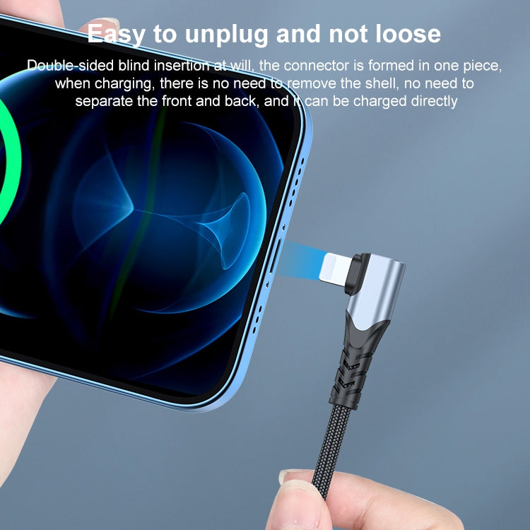 Cabo de Dados para Telemóvel 6A PD 20W USB-C / Tipo-C para 8 Pinos em Cotovelo, 1m, 2m