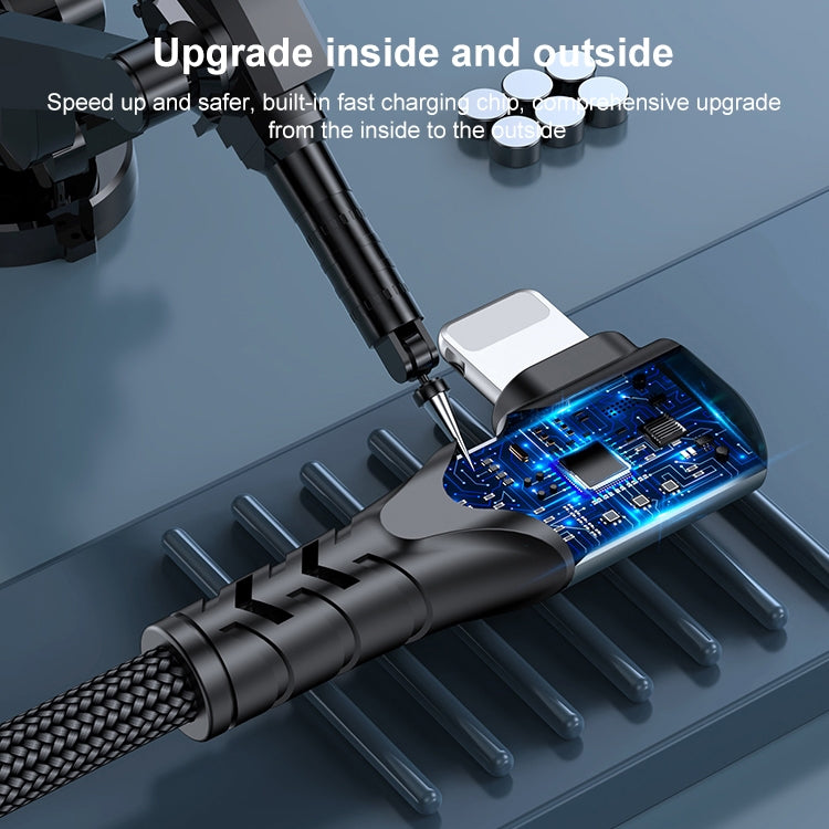Cabo de Dados para Telemóvel 6A PD 20W USB-C / Tipo-C para 8 Pinos em Cotovelo, 1m, 2m