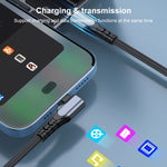 Cabo de Dados para Telemóvel 6A PD 20W USB-C / Tipo-C para 8 Pinos em Cotovelo, 1m, 2m
