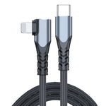 Cabo de Dados para Telemóvel 6A PD 20W USB-C / Tipo-C para 8 Pinos em Cotovelo, 1m, 2m
