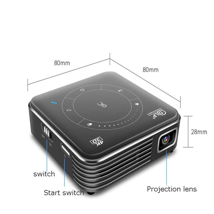 Projetor Inteligente P11 854x480 DLP com Controlo Remoto Infravermelho, Android 9.0, 4GB+32GB, Ficha UE, Ficha US, Ficha UK, Ficha AU