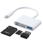 Leitor de Cartão Adaptador JOYROOM S-H142 4 em 1 8 Pinos para Cartão SD / TF + Carga 8 Pinos + Interface USB OTG
