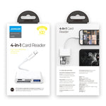 Leitor de Cartão Adaptador JOYROOM S-H142 4 em 1 8 Pinos para Cartão SD / TF + Carga 8 Pinos + Interface USB OTG