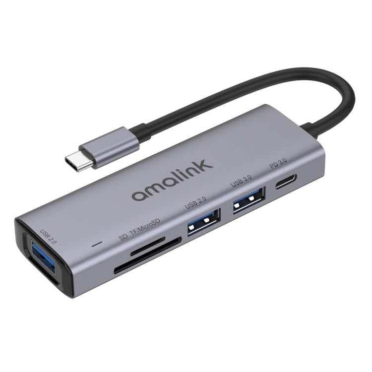 Estação de ancoragem HUB multifunções amalink 95120D Type-C / USB-C para SD/TF + 3 portas USB + PD 3.0, 95120D