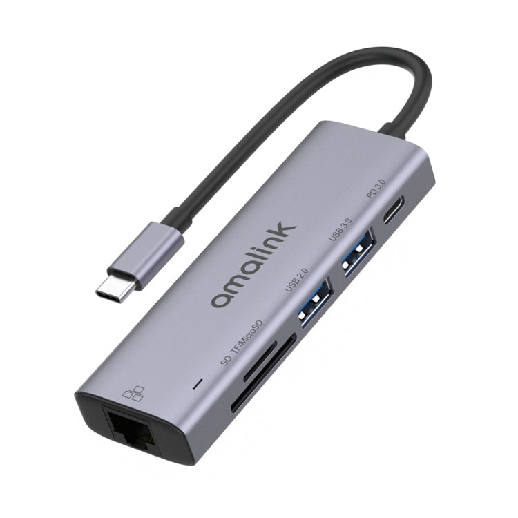 HUB multifunções amalink 95122D Type-C / USB-C para RJ45 + 2 portas USB + PD 3.0, 95122D