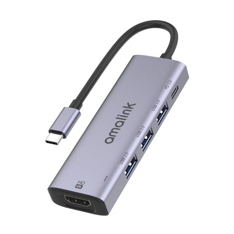 HUB multifunções amalink 95123D Type-C / USB-C para HDMI + 3 portas USB + PD 3.0, 95123D