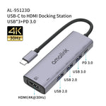 HUB multifunções amalink 95123D Type-C / USB-C para HDMI + 3 portas USB + PD 3.0, 95123D