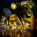 Cordão de Luz LED Exterior Bola Pequena Oca de Ferro para Jardim Decoração Festiva com Controlo Remoto, Caixa de Bateria Impermeável 40 LEDs, Caixa de Bateria Impermeável 50 LEDs