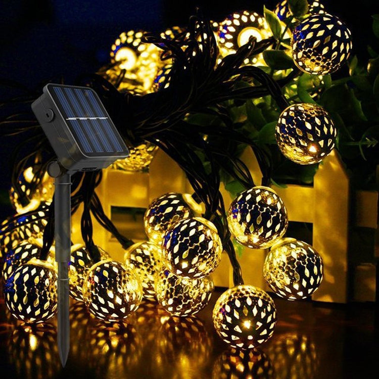 Cordão de Luz LED Exterior Bola Pequena Oca de Ferro para Jardim Decoração Festiva com Controlo Remoto, Caixa de Bateria Impermeável 40 LEDs, Caixa de Bateria Impermeável 50 LEDs